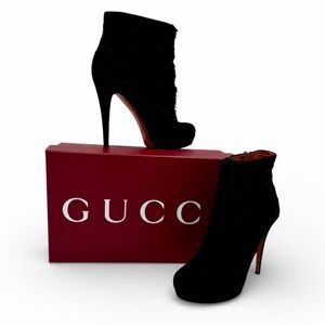 GUCCI Black Suede Platform Ankle Booties
Size 37